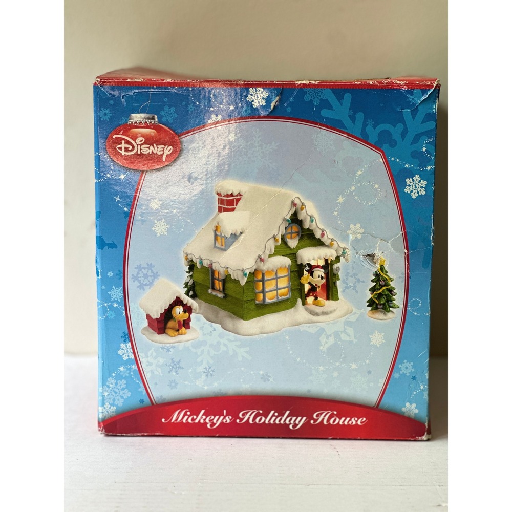 Disney Mickey's Holiday House Light Up Christmas Village Mickey & Pluto Cottage